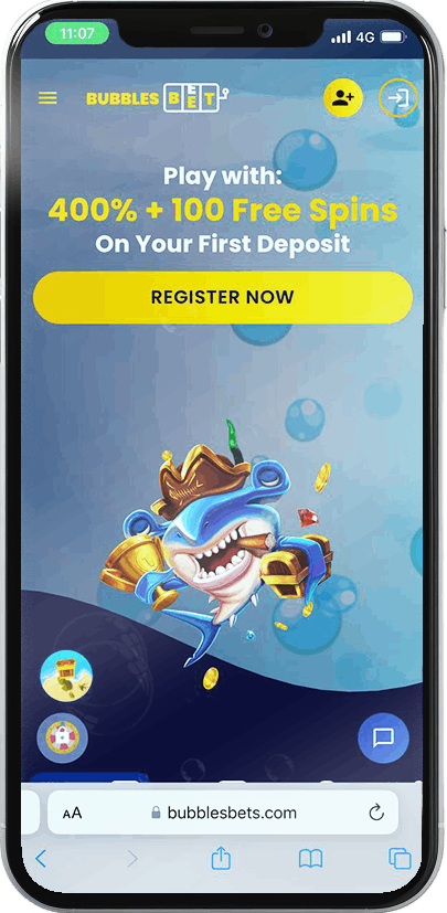 Screenshot of Bubbles Bet mobile casino on phone