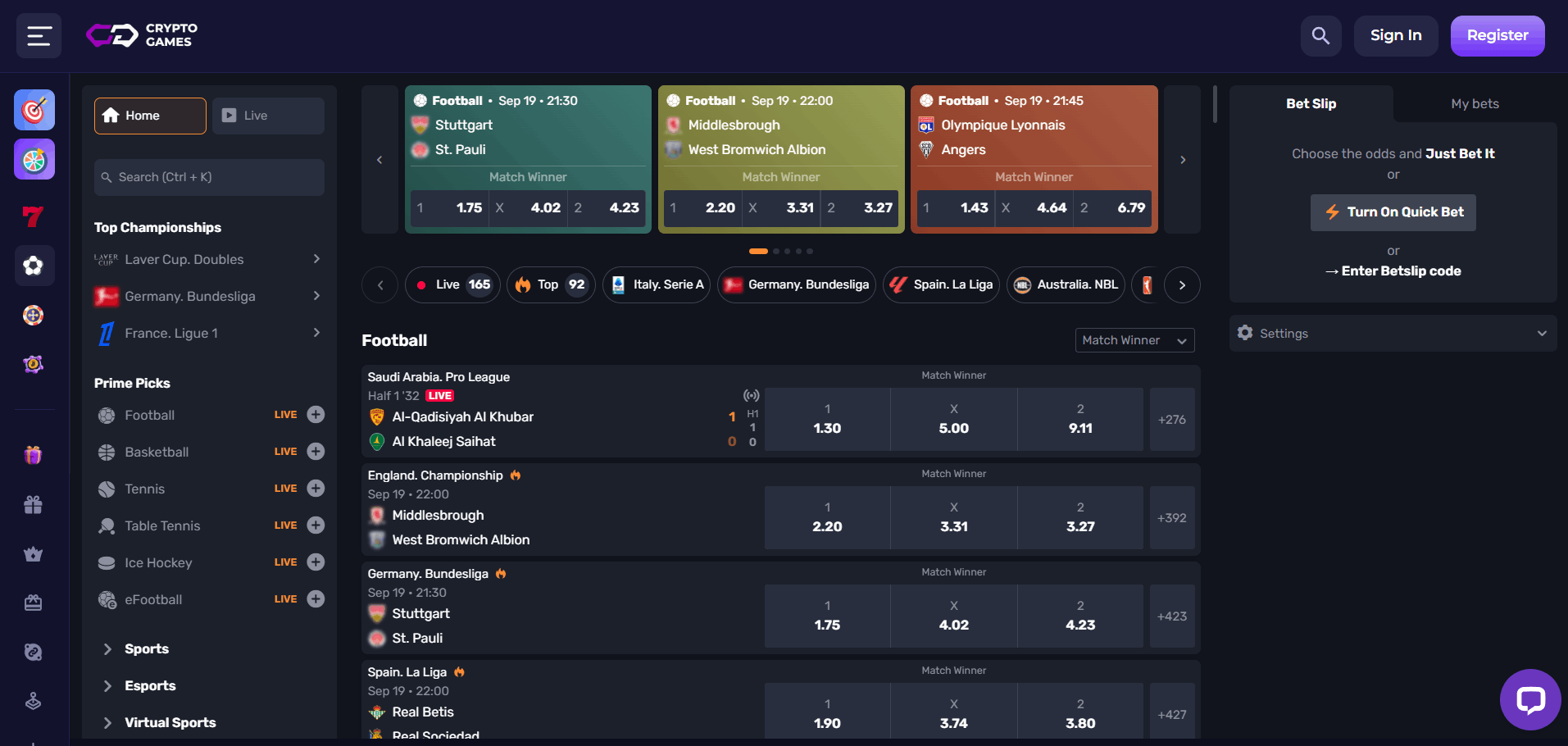 Sports Betting at Crypto-Games io