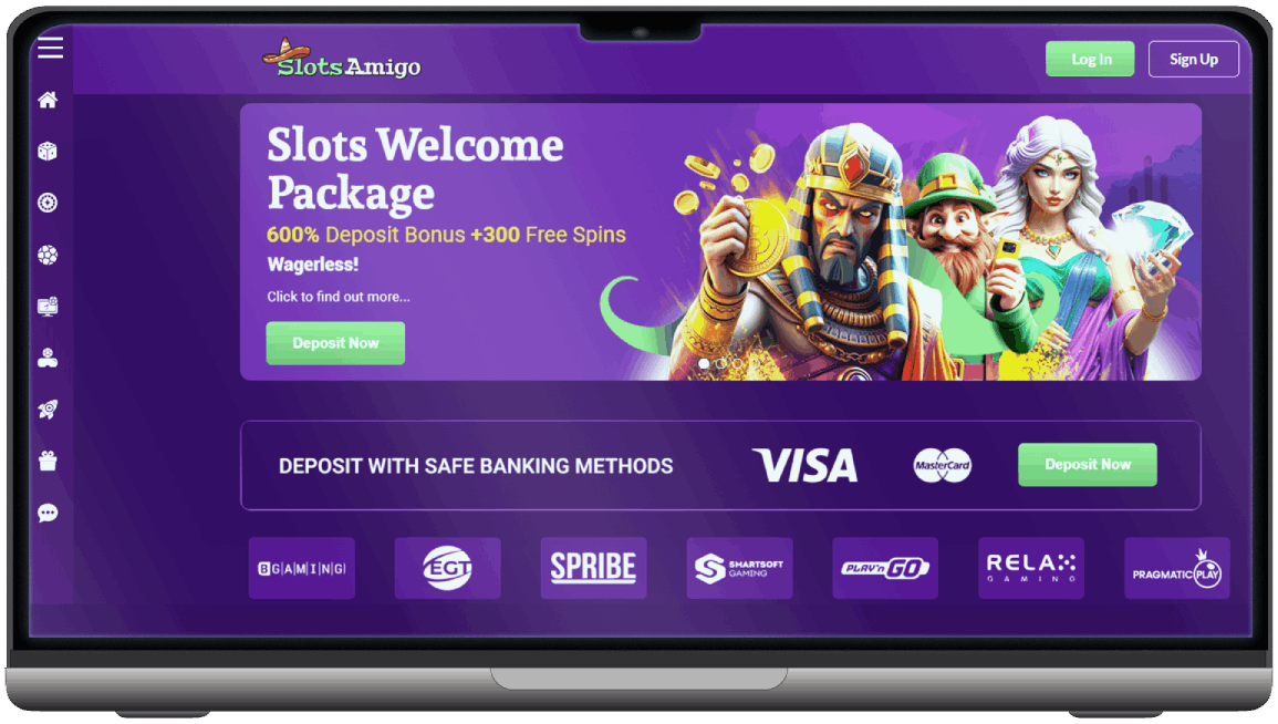 Screenshot of Slotsamigo Casino main page