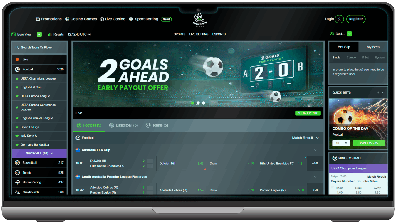 Screenshot of MagicWin Betting section