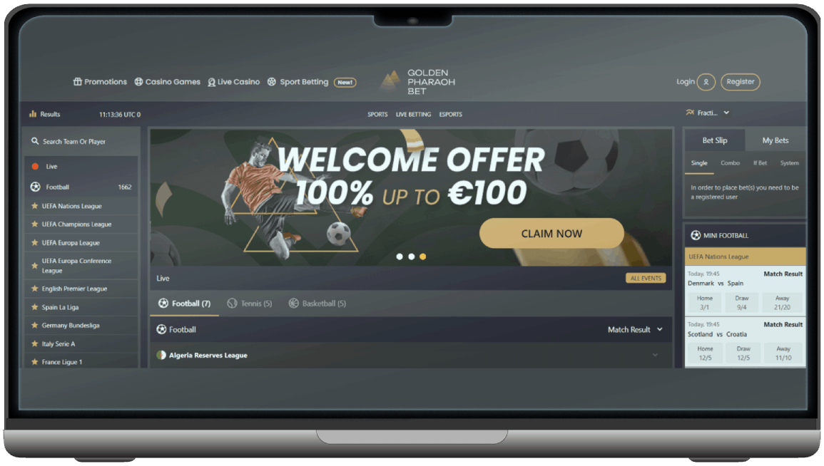 Screenshot of Golden Pharaoh Casino Spotsbook