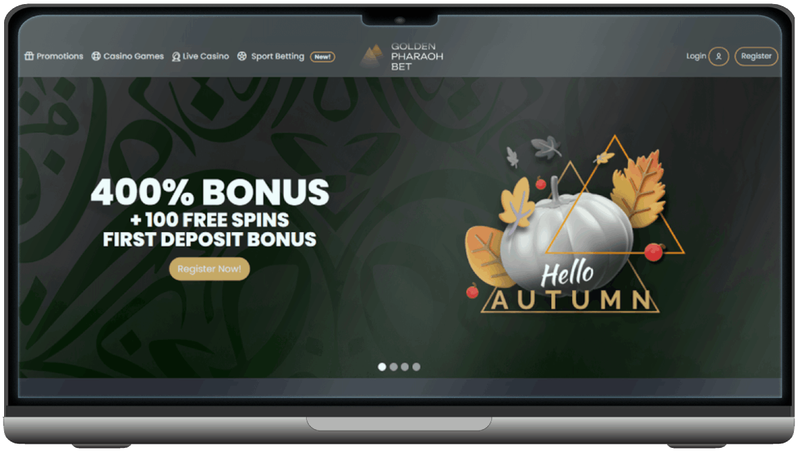 Screenshot of Golden Pharaoh Casino main page