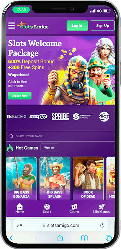 Screenshot of Slotsamigo Mobile Gaming Experience on phone