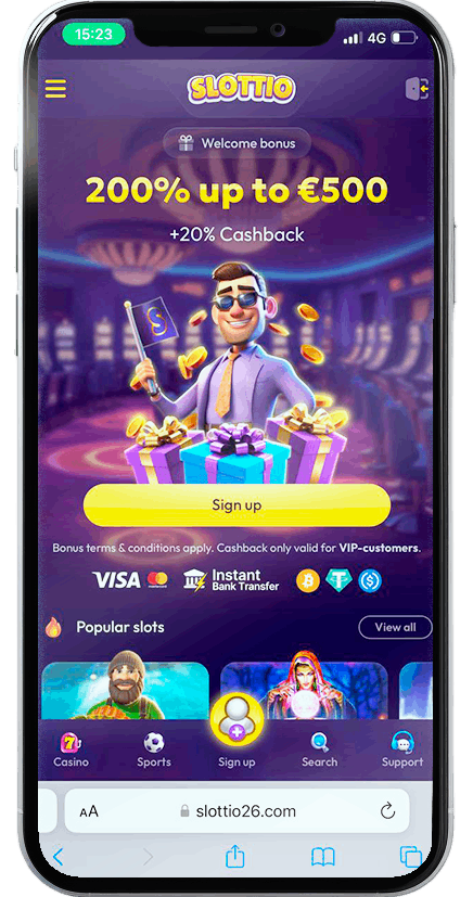Screenshot of Slottio mobile casino