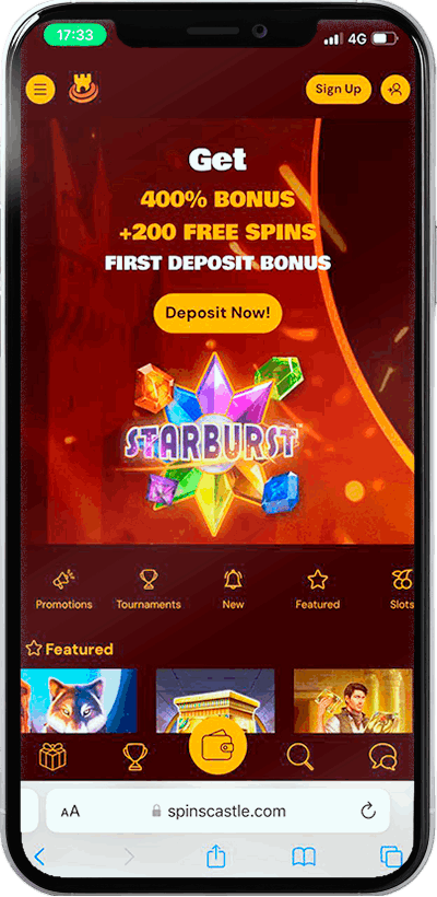 Screenshot of Spinscastle mobile casino