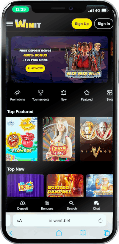 Screenshot of Winit mobile casino