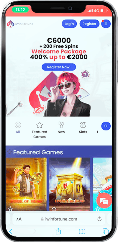 Screenshot of iWinFortune Casino Mobile Gaming Experience