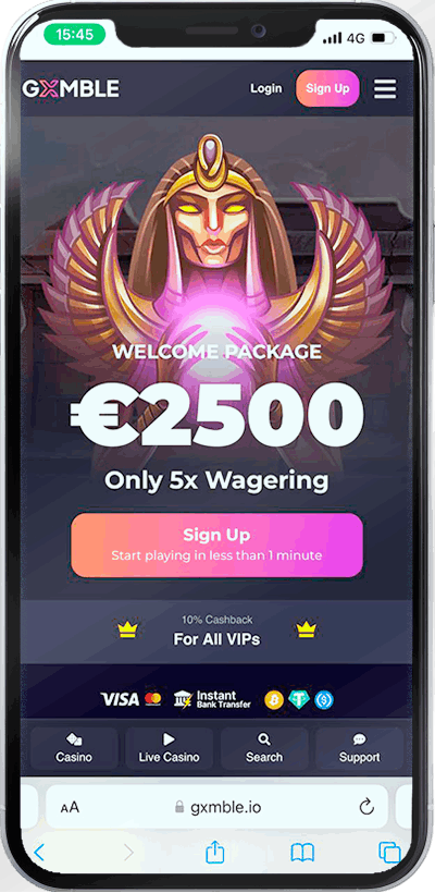 Screenshot of Gxmble Mobile Casino on phone