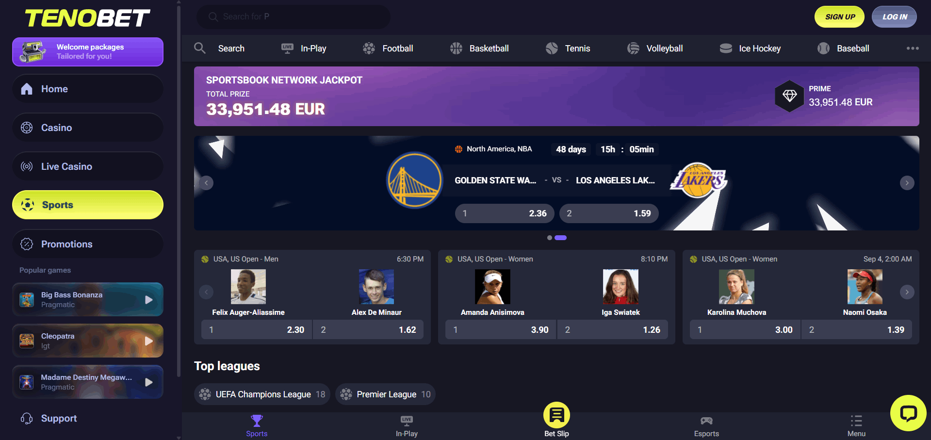 Sports Betting at TenoBet (formerly TenBet)